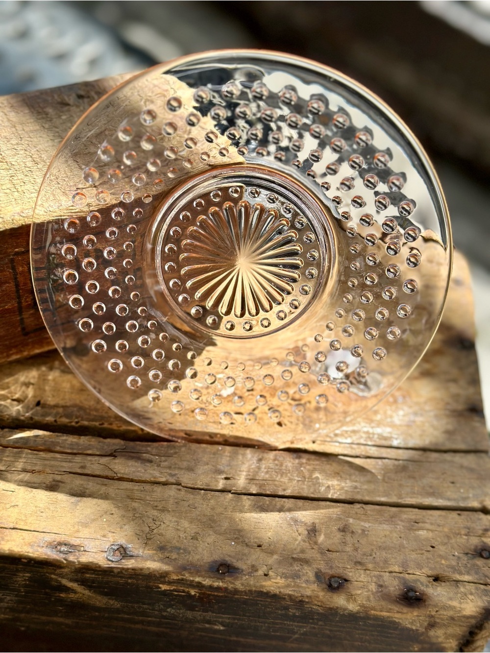 Vintage Pink Depression Glass Hobnail Saucer Plate